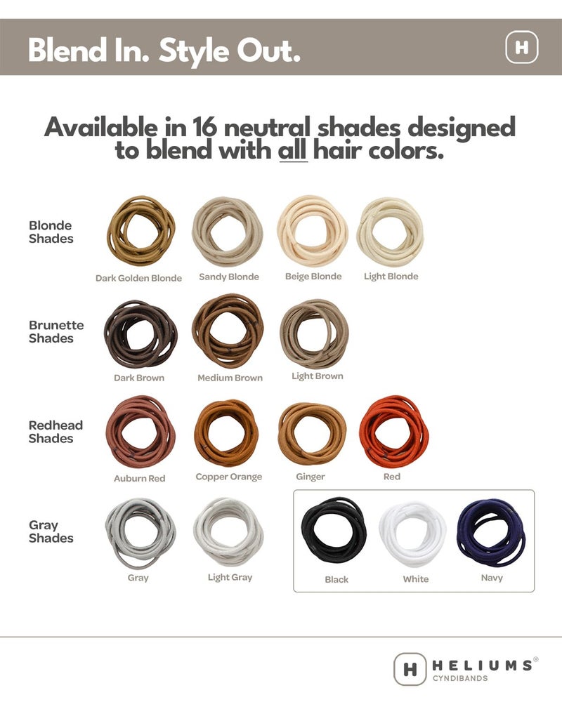 Heliums Small Hair Ties - Gray - No Damage Mini 1 Inch Reusable 2mm Elastics for Thin Hair and Kids, Neutral Ponytail Holders - 48 Count - Image 3
